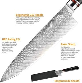 img 1 attached to 🔪 8 inch VG10 Damascus Steel Chef Knife - Ultra Sharp Japanese Chefs Knife, 67-Layered, Ergonomic Handle, Superior Edge Retention - Gyuto Kitchen Knife with Gift Box