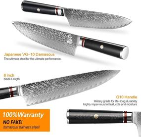 img 2 attached to 🔪 8 inch VG10 Damascus Steel Chef Knife - Ultra Sharp Japanese Chefs Knife, 67-Layered, Ergonomic Handle, Superior Edge Retention - Gyuto Kitchen Knife with Gift Box