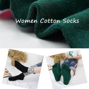 img 2 attached to 🧦 Cotton Women's Cute Cat Dog Five Finger Sock Athletic Ankle Socks for Running