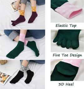 img 1 attached to 🧦 Cotton Women's Cute Cat Dog Five Finger Sock Athletic Ankle Socks for Running