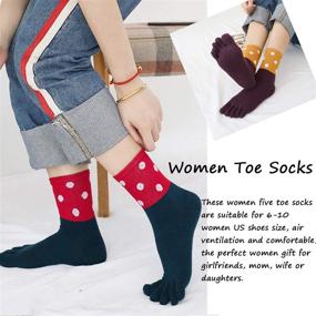 img 3 attached to 🧦 Cotton Women's Cute Cat Dog Five Finger Sock Athletic Ankle Socks for Running