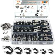 🔩 52pcs cable clamps assortment kit - 6 sizes 1/4", 3/8", 1/2", 5/8", 3/4", 1" - rubber cushioned - stainless steel r style pipe clamps with screws - assorted cable wire management solution логотип