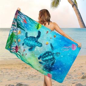 img 1 attached to Super Soft Sea Turtle Bath Towel Set: 3Pcs Beach Towels for Bathroom, Travel, Swim & Outdoor