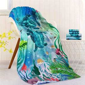 img 3 attached to Super Soft Sea Turtle Bath Towel Set: 3Pcs Beach Towels for Bathroom, Travel, Swim & Outdoor