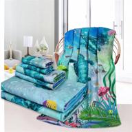 super soft sea turtle bath towel set: 3pcs beach towels for bathroom, travel, swim & outdoor logo