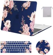 💻 mosiso macbook air 13 inch case 2020-2018 release: a2337 m1, a2179, a1932, retina display with touch id – blue plastic peony hard shell with keyboard cover, mouse pad, and storage bag logo