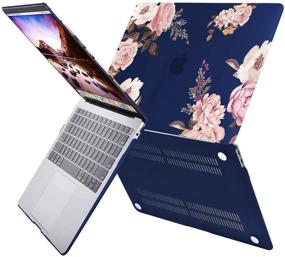 img 2 attached to 💻 MOSISO MacBook Air 13 inch Case 2020-2018 Release: A2337 M1, A2179, A1932, Retina Display with Touch ID – Blue Plastic Peony Hard Shell with Keyboard Cover, Mouse Pad, and Storage Bag