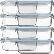 📦 30 oz glass storage containers with lids - set of 8 | airtight & leak proof | bpa free, strong glass логотип