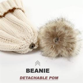 img 3 attached to Warmth and Style Combined: SAMZX Women's Winter Hat with Thick Cable Knit and Faux Fur Pom Pom