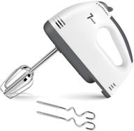 electric hand mixer with 7 speeds, 2 beaters & 2 dough hooks – portable kitchen handheld mixer, stainless steel egg whisk for cream whipping, eggs, baking, and cookie mixing логотип