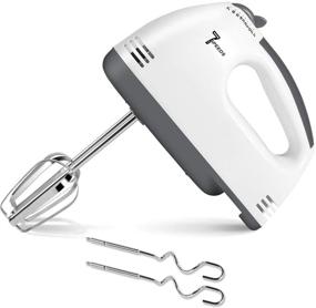 img 4 attached to Electric Hand Mixer with 7 Speeds, 2 Beaters & 2 Dough Hooks – Portable Kitchen Handheld Mixer, Stainless Steel Egg Whisk for Cream Whipping, Eggs, Baking, and Cookie Mixing