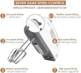 img 2 attached to Electric Hand Mixer with 7 Speeds, 2 Beaters & 2 Dough Hooks – Portable Kitchen Handheld Mixer, Stainless Steel Egg Whisk for Cream Whipping, Eggs, Baking, and Cookie Mixing