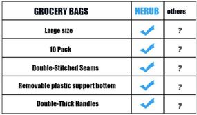 img 1 attached to Pack of 10 Reusable Large Grocery Bags with 🛍️ Reinforced Bottom for Heavy Duty Shopping - Super Sturdy Handles, Black