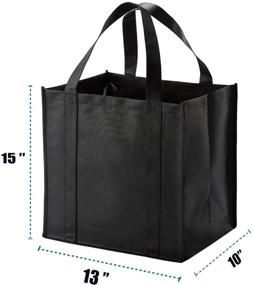 img 3 attached to Pack of 10 Reusable Large Grocery Bags with 🛍️ Reinforced Bottom for Heavy Duty Shopping - Super Sturdy Handles, Black