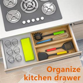 img 3 attached to 🎍 Bamboo Drawer Organizer Storage Box Kitchen: Stackable Wood Tray Set of 2, 15x6x2.5 inch - Efficient Space Management Solution