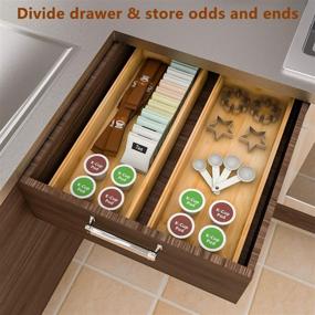 img 2 attached to 🎍 Bamboo Drawer Organizer Storage Box Kitchen: Stackable Wood Tray Set of 2, 15x6x2.5 inch - Efficient Space Management Solution