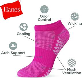 img 3 attached to 🧦 Женские компрессионные невидимки с технологией охлаждения Hanes Performance - 6 пар