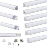 muzata 10pack 3.3ft/1m v-shape led channel system with milky white cover lens frosted diffuser, silver aluminum extrusion profile, housing track for strip tape lights, v1sw 1m ww and lv1 lw1 logo