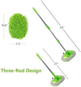 img 3 attached to 🚗 Green SUNPLAY 2 in 1 Car Wash Mop Mitt with Long Handle - Microfiber Car Wash Dust Brush Extension Pole 180 Degree - Scratch Cleaning Tool for Car, Truck, RV - Includes 3 Pcs Mop Heads