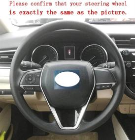 img 3 attached to 🚗 Eiseng Накладка на руль DIY для Toyota Camry, Corolla, RAV4 и Avalon - модели 2018-2021 годов - обивка интерьера из натуральной черной кожи