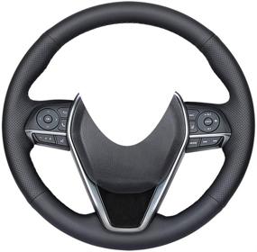 img 4 attached to 🚗 Eiseng Накладка на руль DIY для Toyota Camry, Corolla, RAV4 и Avalon - модели 2018-2021 годов - обивка интерьера из натуральной черной кожи