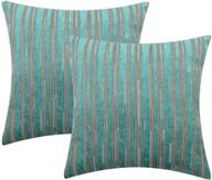 🛋️ yeiotsy decorative pillow covers teal - pack of 2, modern striped throw pillow cases - geometric cushion covers (18x18 inches) логотип