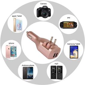 img 1 attached to 🔋 Rose Gold Elepower 2 in 1 Travel Fast Portable Charger Adapter for iPhone 12 Pro Max/11/XS Max/8 7 Plus, Galaxy S21 Ultra S20 S10 Plus, Earbuds, Power Bank, Tablet - Car Charger, Wall Charger