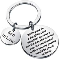 🎁 bauna son in law keychain: heartwarming stepson gift from our beloved daughter - perfect wedding or special occasion present for son in law groom logo