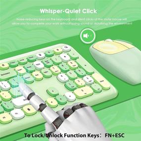 img 2 attached to Vibrant Green Wireless Keyboard and Mouse Combo - Cordless Full-Size for Laptop/PC/Desktop, Energy-Saving and Battery-Powered, 2.4Ghz USB Receiver