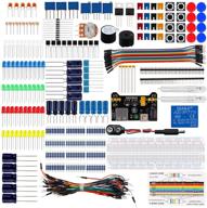 🔧 enhanced keywishbot starter kit for arduino uno r3, mega2560 mega328 nano – includes basic electronics components, power supply module, breadboard, jumper wires, led, resistors, capacitor, and 830 tie-points breadboard logo