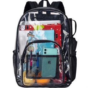 img 4 attached to 🎒 Прозрачные рюкзаки для колледжа для детей - Повышение видимости и безопасности с помощью прозрачных рюкзаков