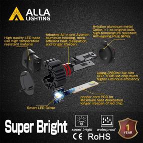 img 2 attached to 💡 Most Powerful HB3 9005 LED Bulbs: Alla Lighting 6000 Lumens - Xtreme Super Bright 6000K Xenon White - Dipped Beams Bulbs/DRL Replacement - P20d Base