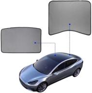 🌞 enhance your tesla model 3 with 2018-2020 compatible 2-set glass roof and rear window sunshades! logo