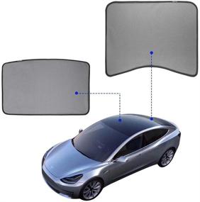 img 4 attached to 🌞 Enhance Your Tesla Model 3 with 2018-2020 Compatible 2-Set Glass Roof and Rear Window Sunshades!