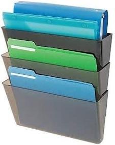 img 3 attached to 📂 Deflecto Office DocuPocket DEF73602RT, Stackable Wall File Organizer, Letter Size, Smoke, Set of 3, 13"W x 7"H x 4"D