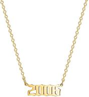 🎁 exquisite 18k gold plated stainless steel year necklace: perfect birthday and anniversary jewelry for women and girls logo