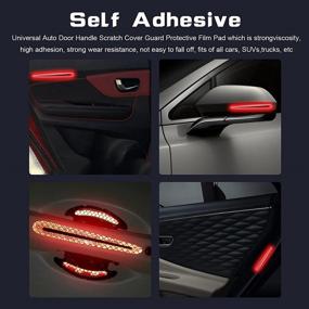 img 3 attached to Xotic Tech 8pcs Car Door Cup Handle Cover Protector - Thick Epoxy Stickers with Carbon Fiber Pattern, Safety Warning Reflective Strip, Paint Guard Anti-Scratch Decal (RED)