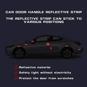 img 2 attached to Xotic Tech 8pcs Car Door Cup Handle Cover Protector - Thick Epoxy Stickers with Carbon Fiber Pattern, Safety Warning Reflective Strip, Paint Guard Anti-Scratch Decal (RED)