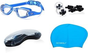 img 4 attached to Seawolf Swimming Essentials Set: Anti-Fog Goggles, Silicone Cap, Ear and Nose Plugs (4 Pairs) for Adults and Kids