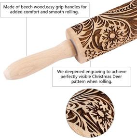 img 2 attached to 🎅 Paisley Embossed Wooden Rolling Pin: Engraved Christmas Snowflake Flower Pattern for Baking Embossed Cookies - Cute Kitchen Tool for Kids and Adults