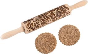img 4 attached to 🎅 Paisley Embossed Wooden Rolling Pin: Engraved Christmas Snowflake Flower Pattern for Baking Embossed Cookies - Cute Kitchen Tool for Kids and Adults