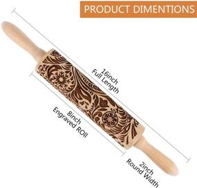 img 1 attached to 🎅 Paisley Embossed Wooden Rolling Pin: Engraved Christmas Snowflake Flower Pattern for Baking Embossed Cookies - Cute Kitchen Tool for Kids and Adults