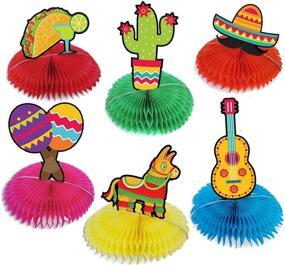 img 4 attached to 🌮 Cinco De Mayo Fiesta Taco Bar Decor: 6 Colorful Honeycomb Table Centerpieces for Mexican Theme Baby Showers, Graduations, Birthdays & Anniversaries