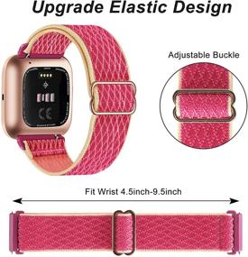 img 3 attached to 2 упаковки эластичных нейлоновых ремешков JuQBanke для Fitbit Versa - премиум-плотные спортивные петли для женщин и мужчин.