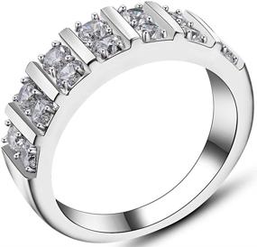 img 1 attached to Stainless Steel Cubic Zirconia Eternal Wedding Engagement Band Ring