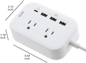 img 3 attached to 💡 JOTO 2 Outlet Surge Protector Power Strip with USB Smart Charger - Efficient Charging Station with 4 Port, 5V 7.4A, Type C Port, and 6.6ft Long Cord Extension - Ideal for Home, Office, Travel - White