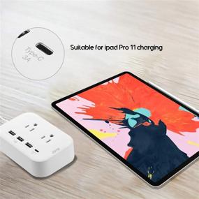 img 1 attached to 💡 JOTO 2 Outlet Surge Protector Power Strip with USB Smart Charger - Efficient Charging Station with 4 Port, 5V 7.4A, Type C Port, and 6.6ft Long Cord Extension - Ideal for Home, Office, Travel - White