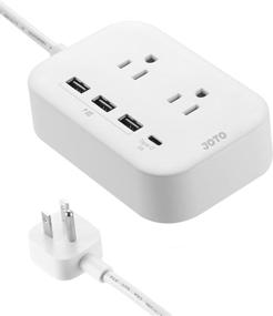 img 4 attached to 💡 JOTO 2 Outlet Surge Protector Power Strip with USB Smart Charger - Efficient Charging Station with 4 Port, 5V 7.4A, Type C Port, and 6.6ft Long Cord Extension - Ideal for Home, Office, Travel - White