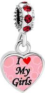 💖 heart of charms mom mother heart i love my girls or boys charms photo charms beads: adorn your snake chain bracelets with love and affection logo