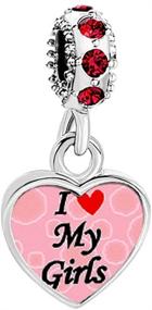 img 1 attached to 💖 Heart of Charms Mom Mother Heart I Love My Girls or Boys Charms Photo Charms Beads: Adorn Your Snake Chain Bracelets with Love and Affection